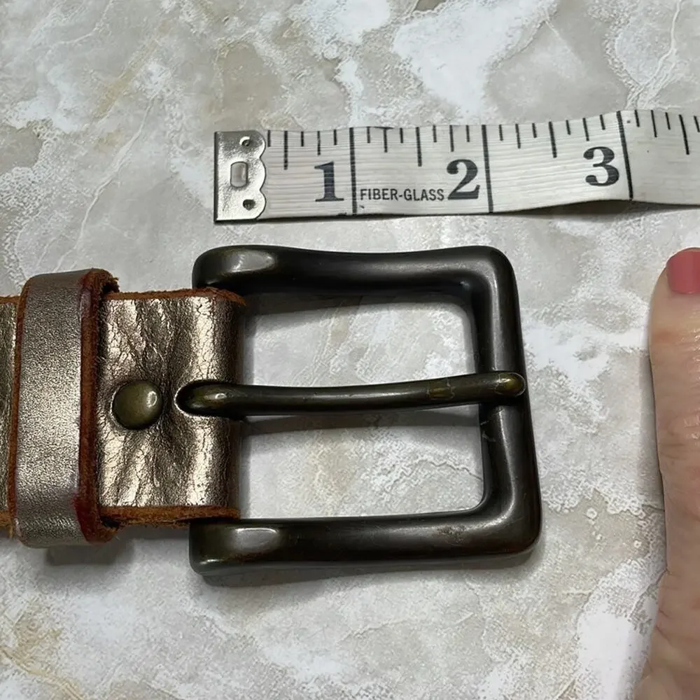 Fossil dye cut metallic leather boho belt